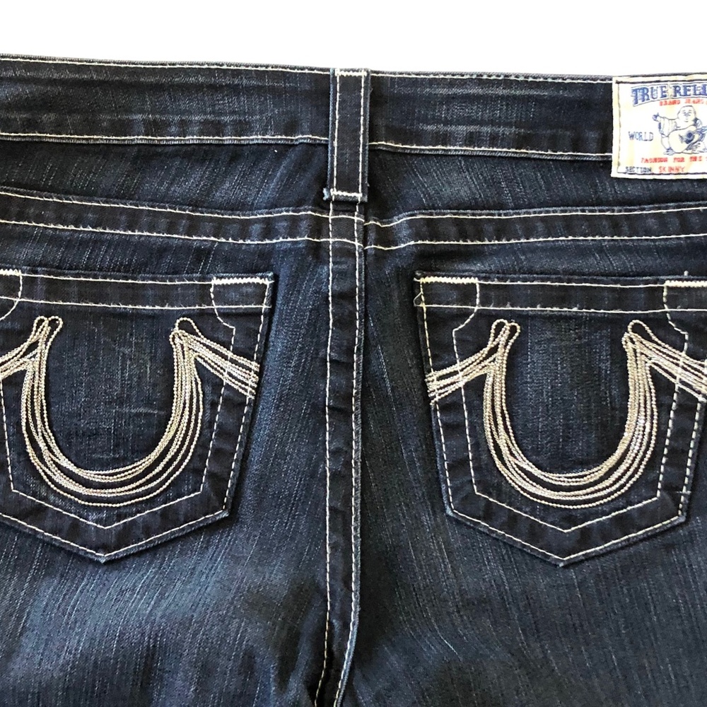 True Religion Skinny Stretch Jeans Silver Bead Pockets 31 - Picture 5 of 7